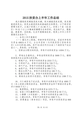 202X扶贫办上半年工作总结