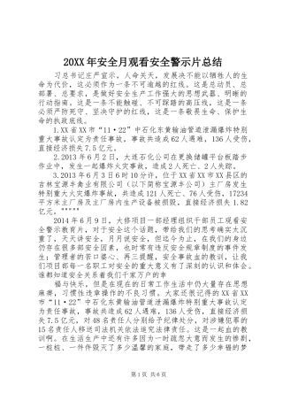 20XX年安全月观看安全警示片总结
