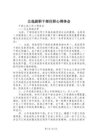 公选副职干部任职体会心得