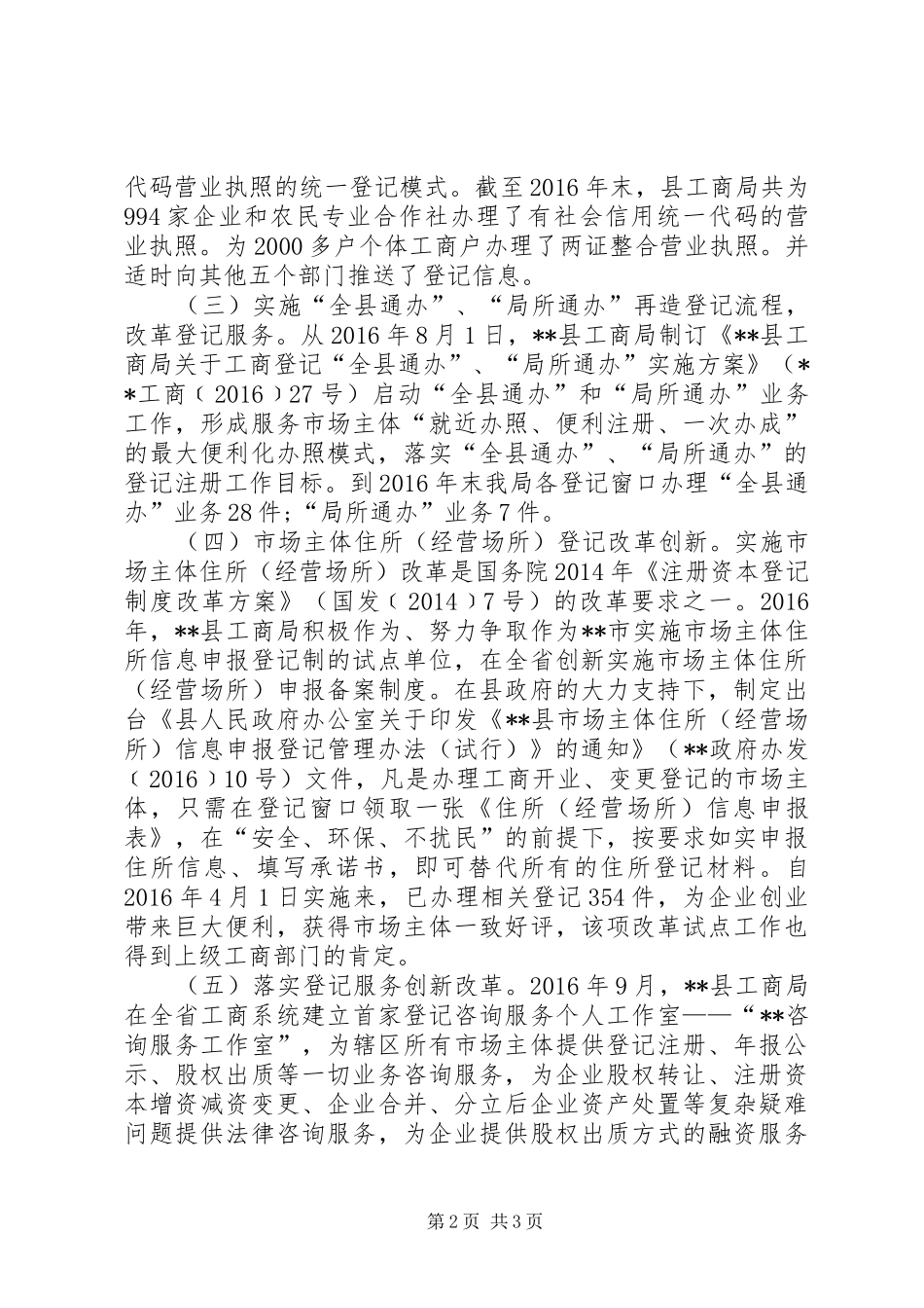 XX年商事登记改革工作总结 _第2页