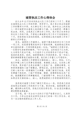 城管执法工作体会心得