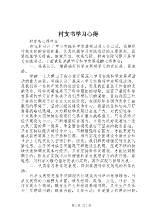 村支书学习体会