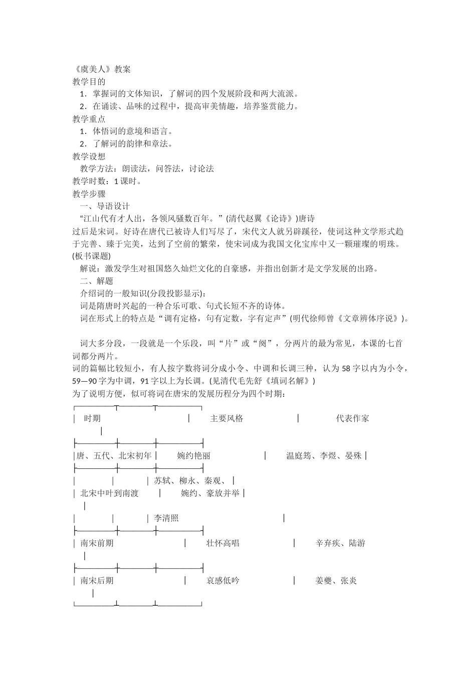 教学设计虞美人_第1页