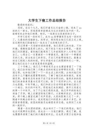 大学生下寝工作总结报告 