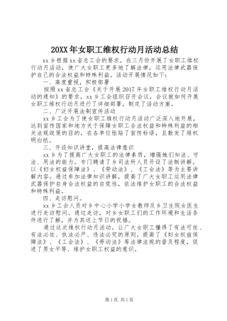 20XX年女职工维权行动月活动总结