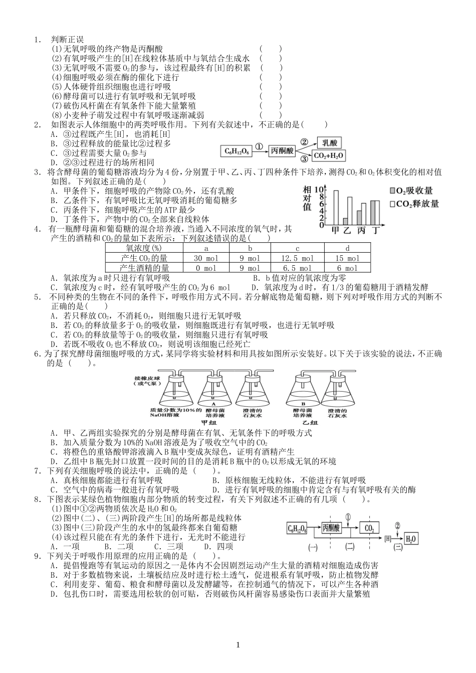 细胞呼吸小作业_第1页