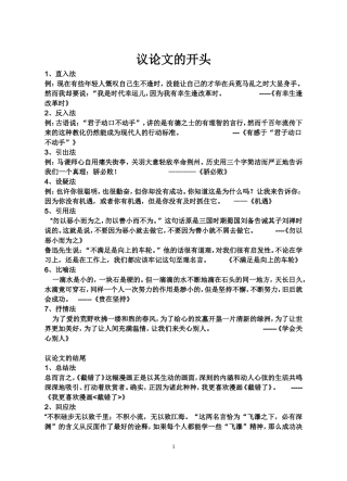 议论文的开头