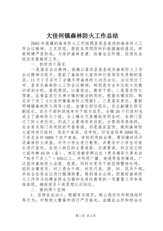 大佳何镇森林防火工作总结 