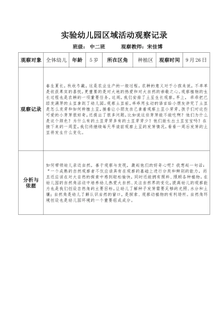 植物角观察记录
