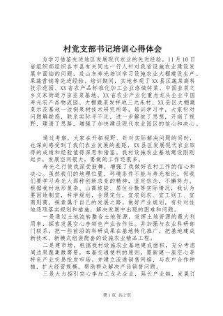 村党支部书记培训体会心得