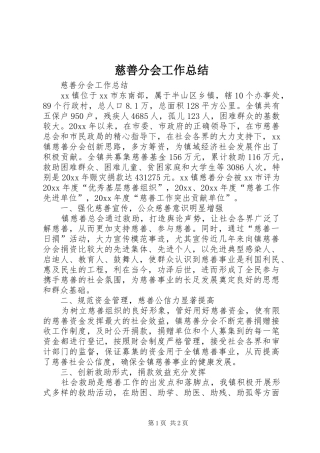 慈善分会工作总结 