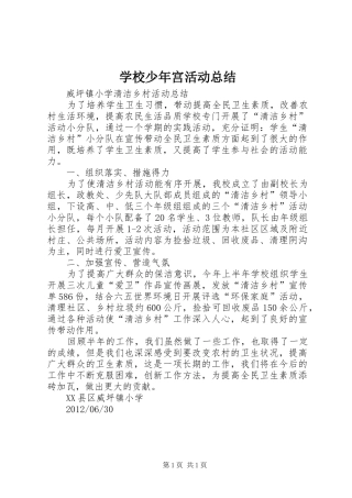 学校少年宫活动总结 