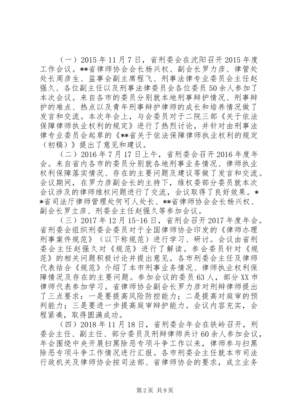 20XX年律师协会刑事法律专业委员会工作总结_第2页