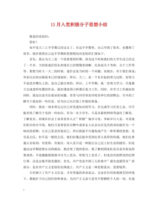 11月入党积极分子思想小结