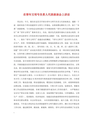 在青年文明号负责人代表座谈会上讲话 