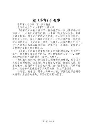 读《小青石》有感