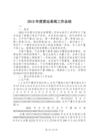 202X年度营运系统工作总结