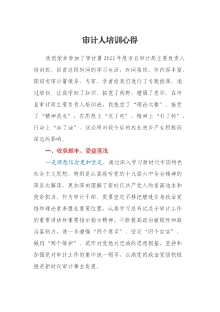 审计人培训心得