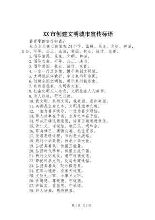 XX市创建文明城市宣传标语