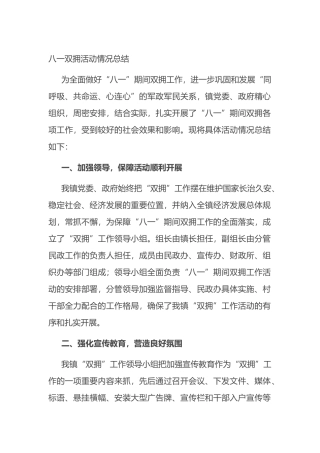 八一双拥活动情况总结