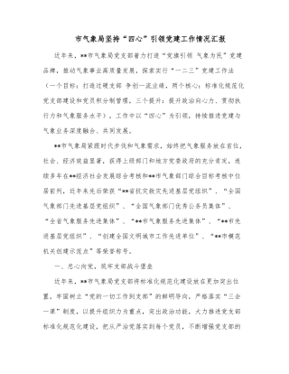 市气象局坚持“四心”引领党建工作情况汇报