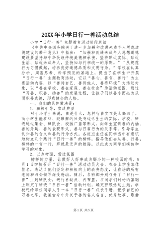 20XX年小学日行一善活动总结