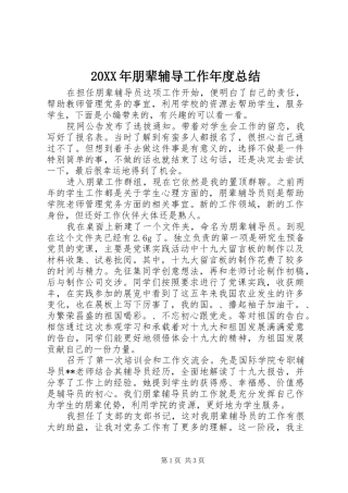 20XX年朋辈辅导工作年度总结