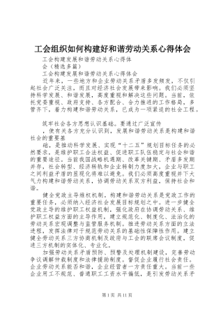 工会组织如何构建好和谐劳动关系体会心得