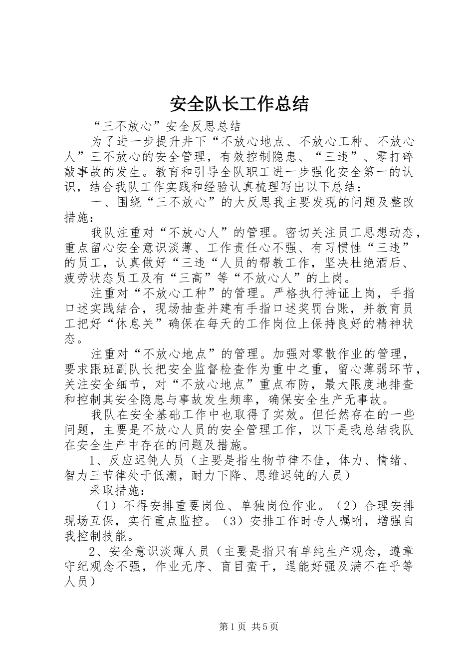 安全队长工作总结 _第1页