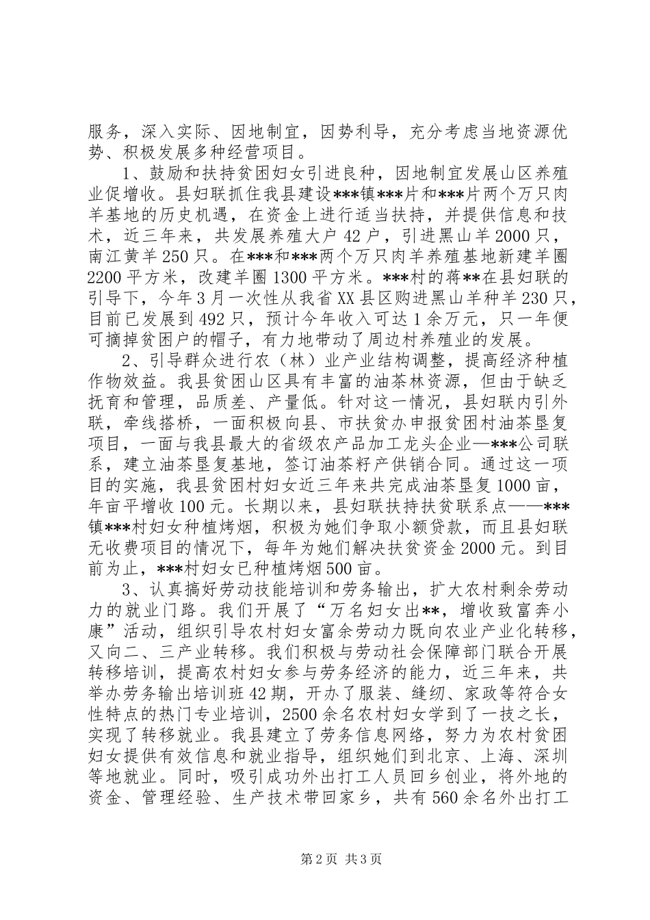 XX县妇联开展扶贫工作总结 _第2页