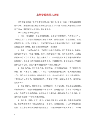 上期学前班幼儿评语