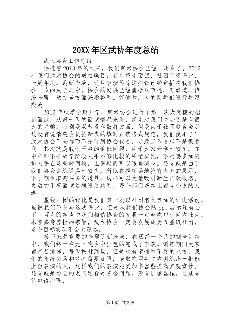 20XX年区武协年度总结 _第1页