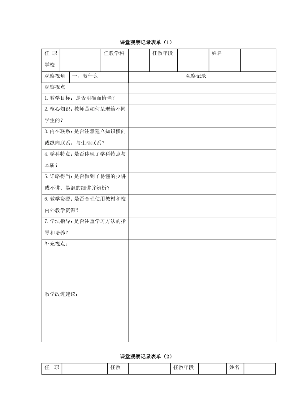 课堂观察记录表_第1页