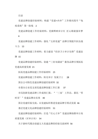 2022年度党建品牌创建经验材料26篇