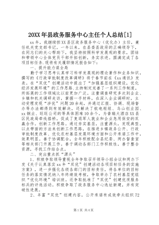 20XX年县政务服务中心主任个人总结[1]