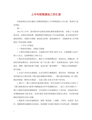 上半年财税情况工作汇报