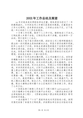 20XX年工作总结及展望