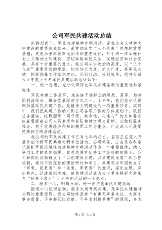 公司军民共建活动总结 