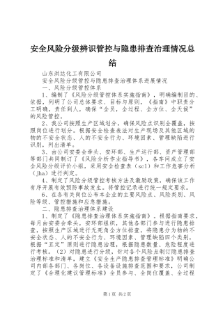 安全风险分级辨识管控与隐患排查治理情况总结 