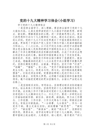 党的十九大精神学习体会(小组学习)