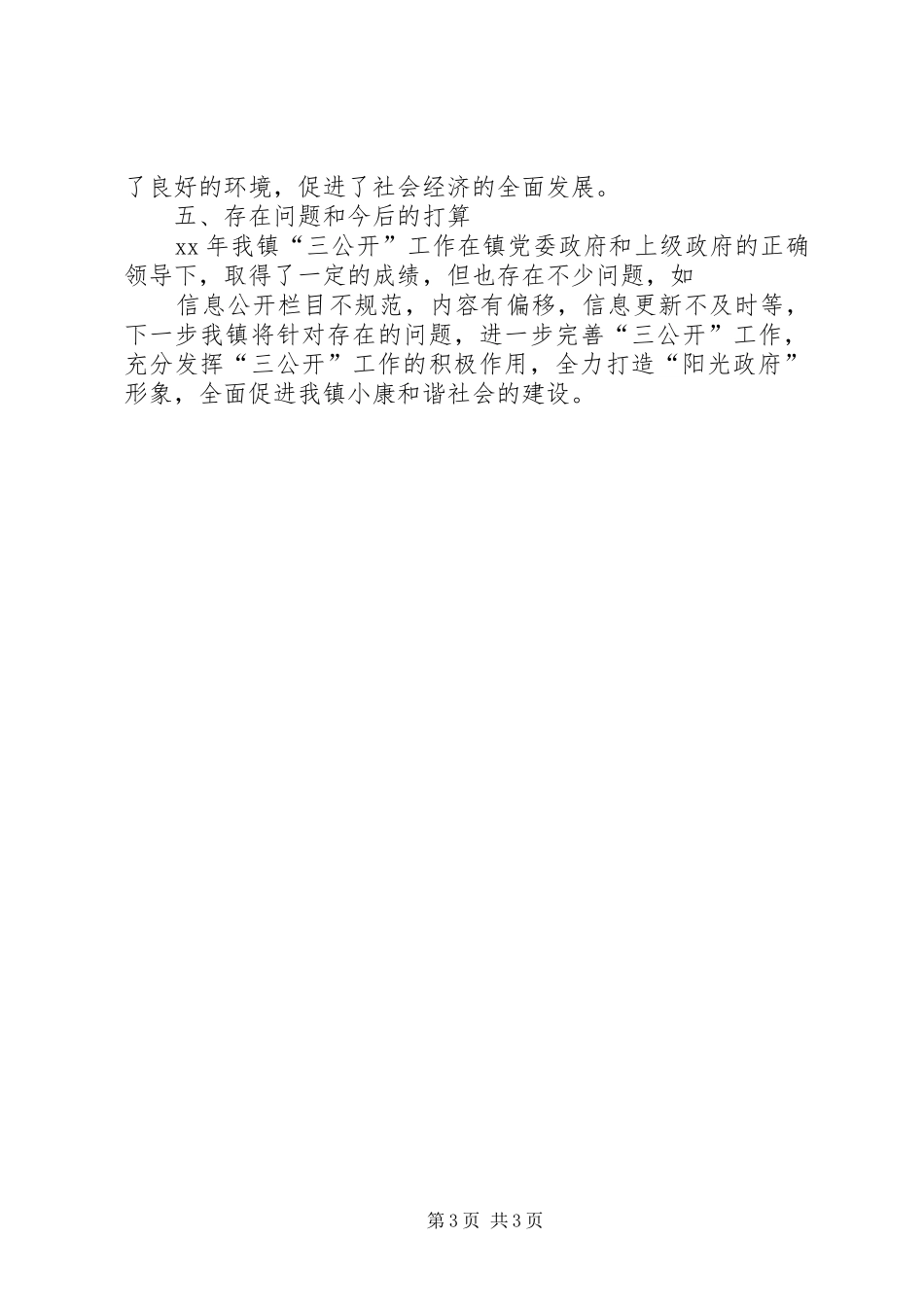 XX年乡镇三公开工作总结 _第3页