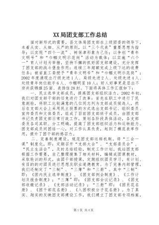 XX局团支部工作总结 