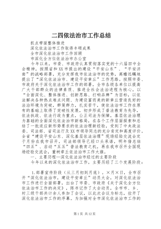 二四依法治市工作总结 