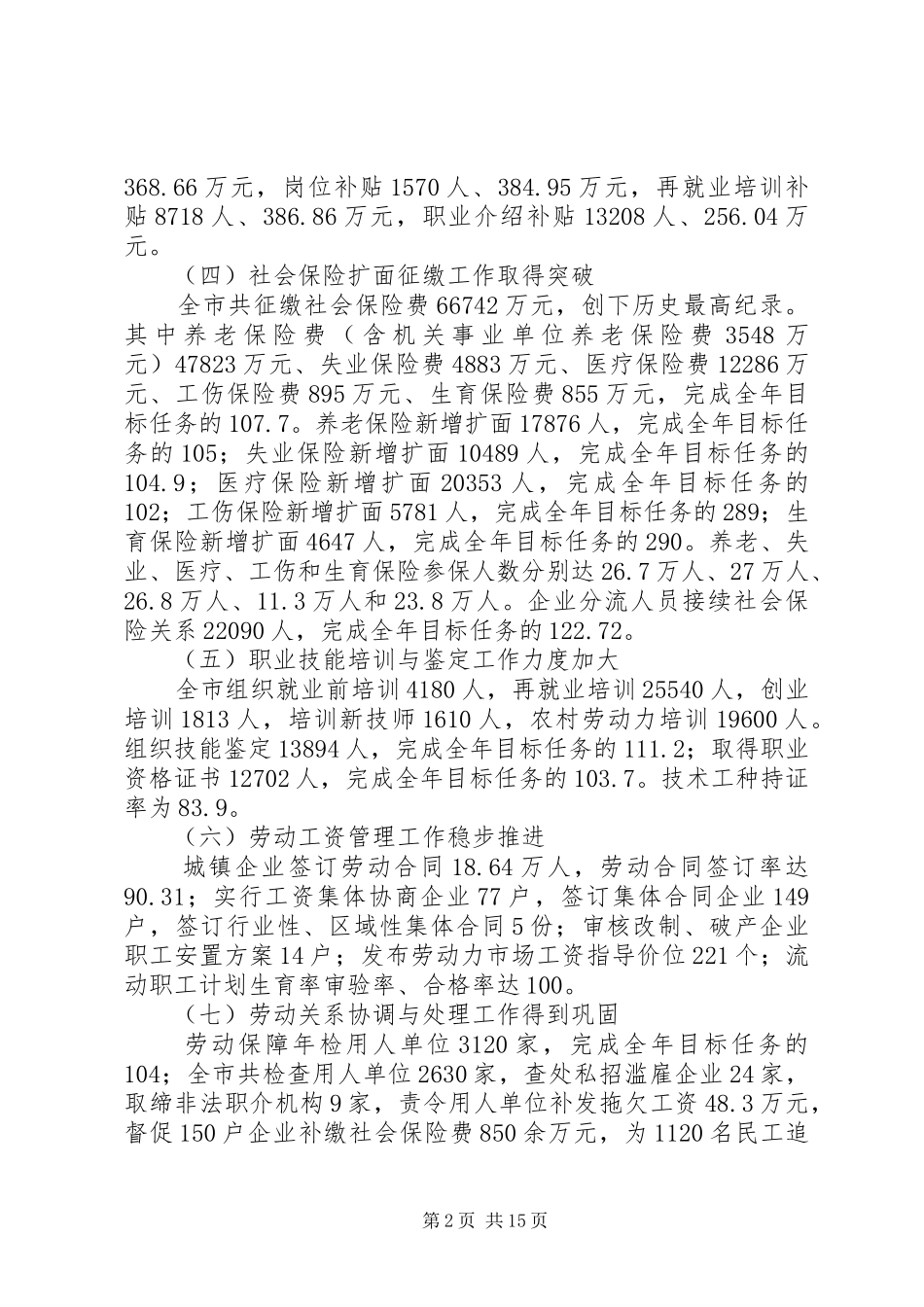 200X年劳动保障工作总结和200X年工作打算 (5)_第2页