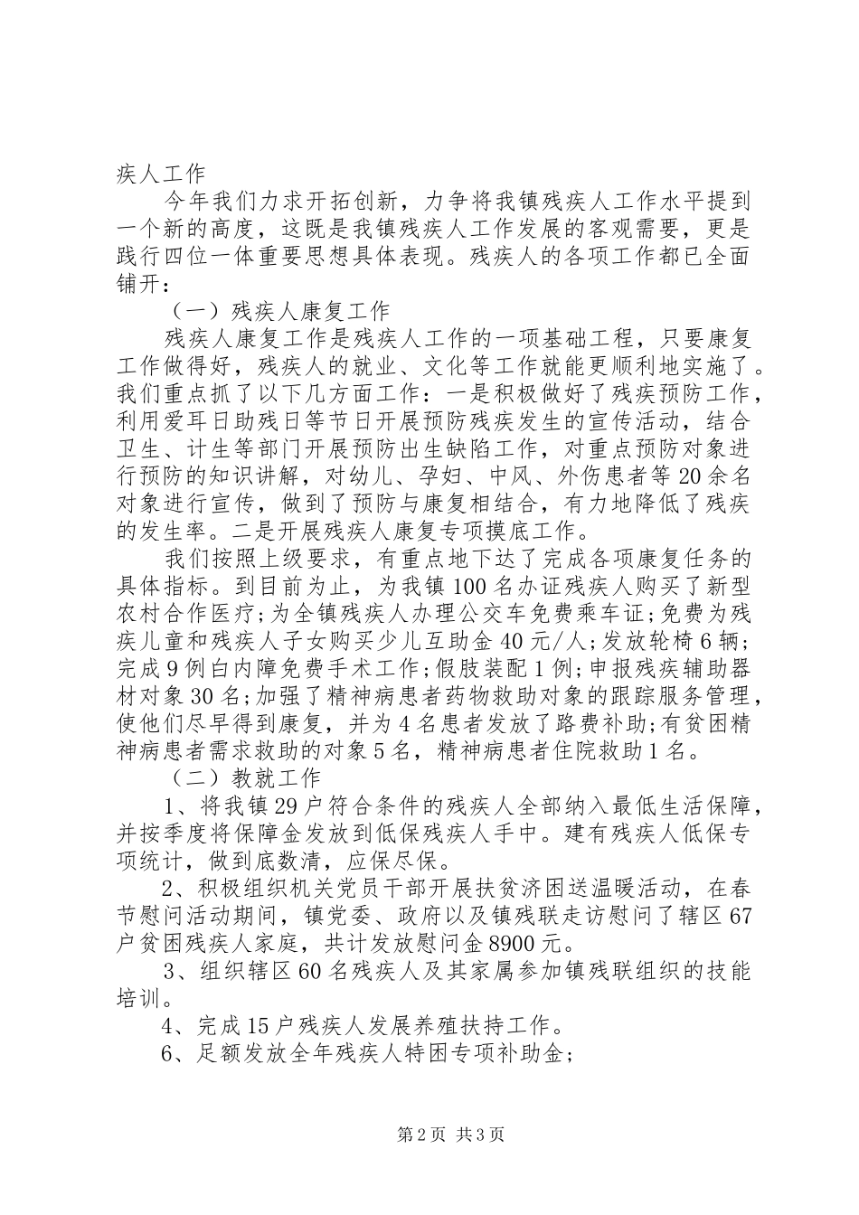 20XX年村残联年终总结 _第2页