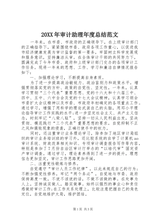 20XX年审计助理年度总结范文
