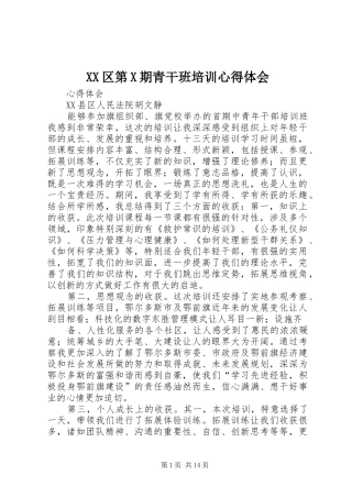XX区第X期青干班培训体会心得