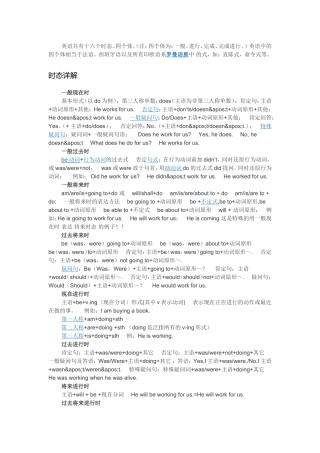 英语时态概述
