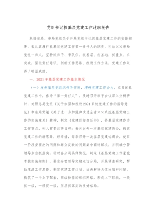 党组书记抓基层党建工作述职报告