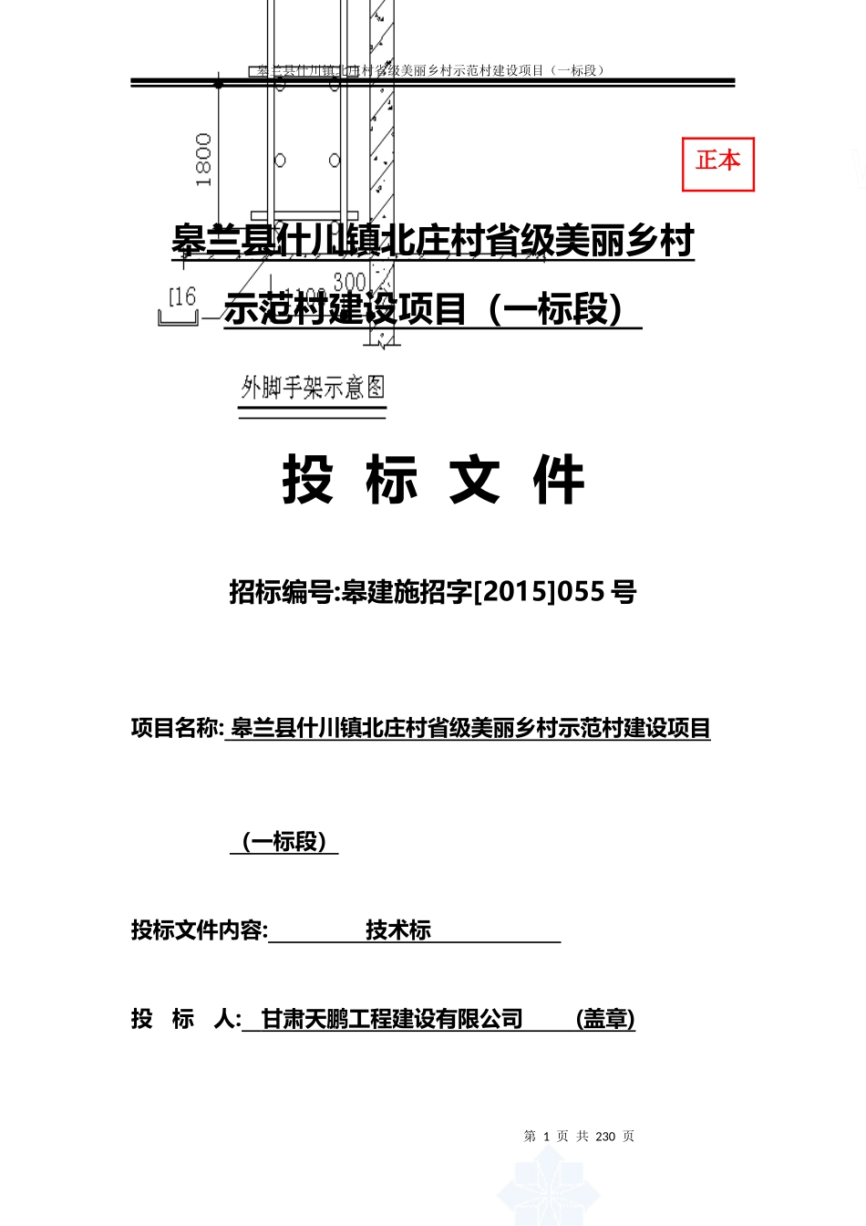 北庄村省级美丽乡村示范村建设项目施工组织设计方案技术标_第1页